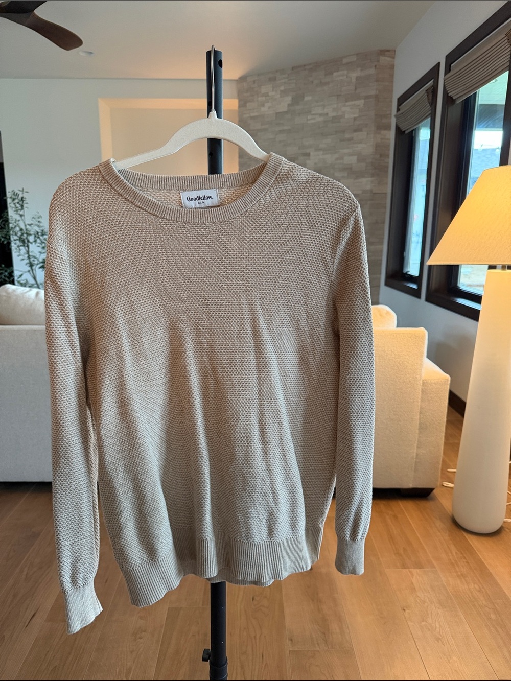 Goodfellow & Co Beige Textured Knit Crewneck Sweater